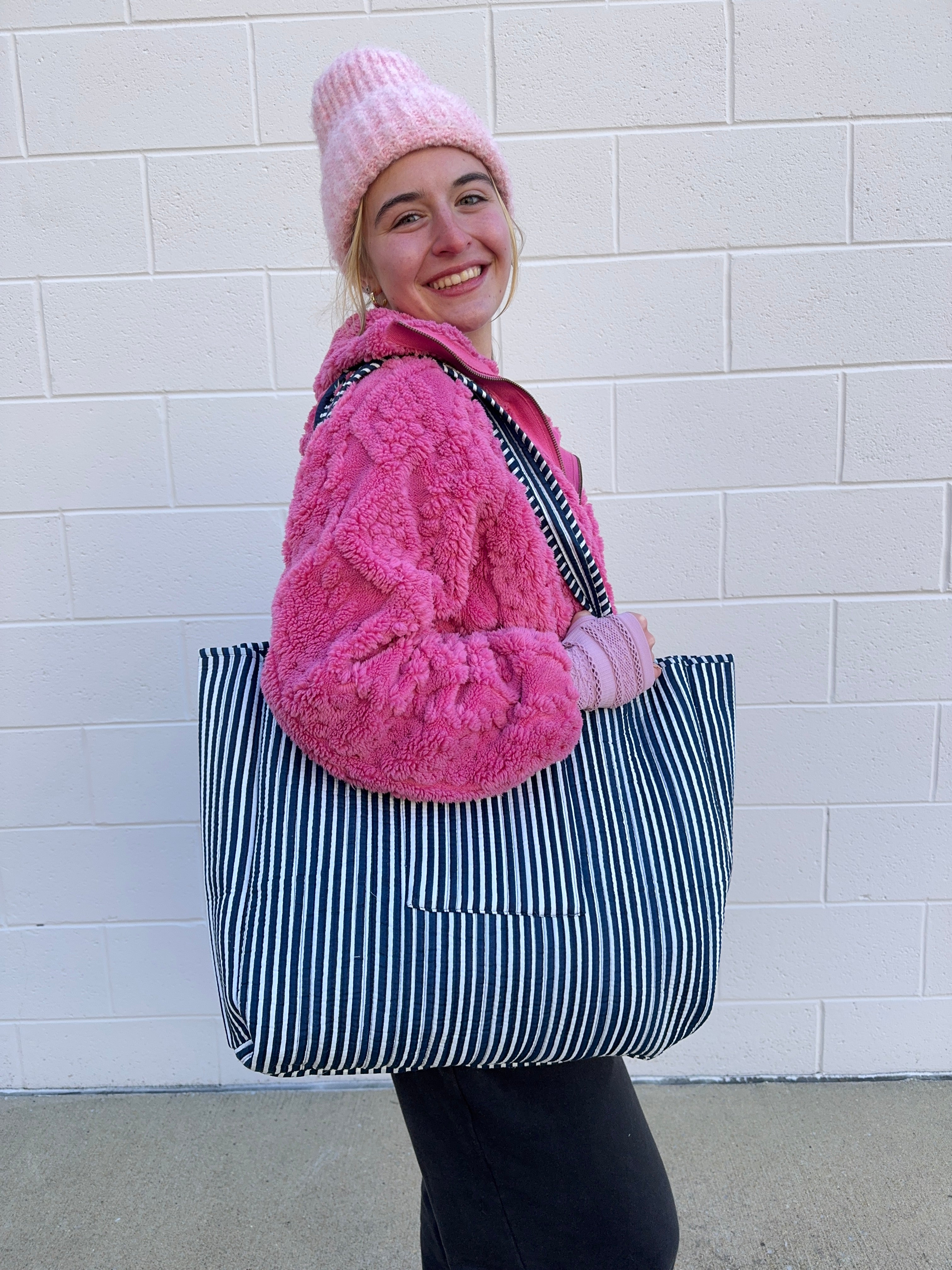 The Palm to Pinstripe Tote