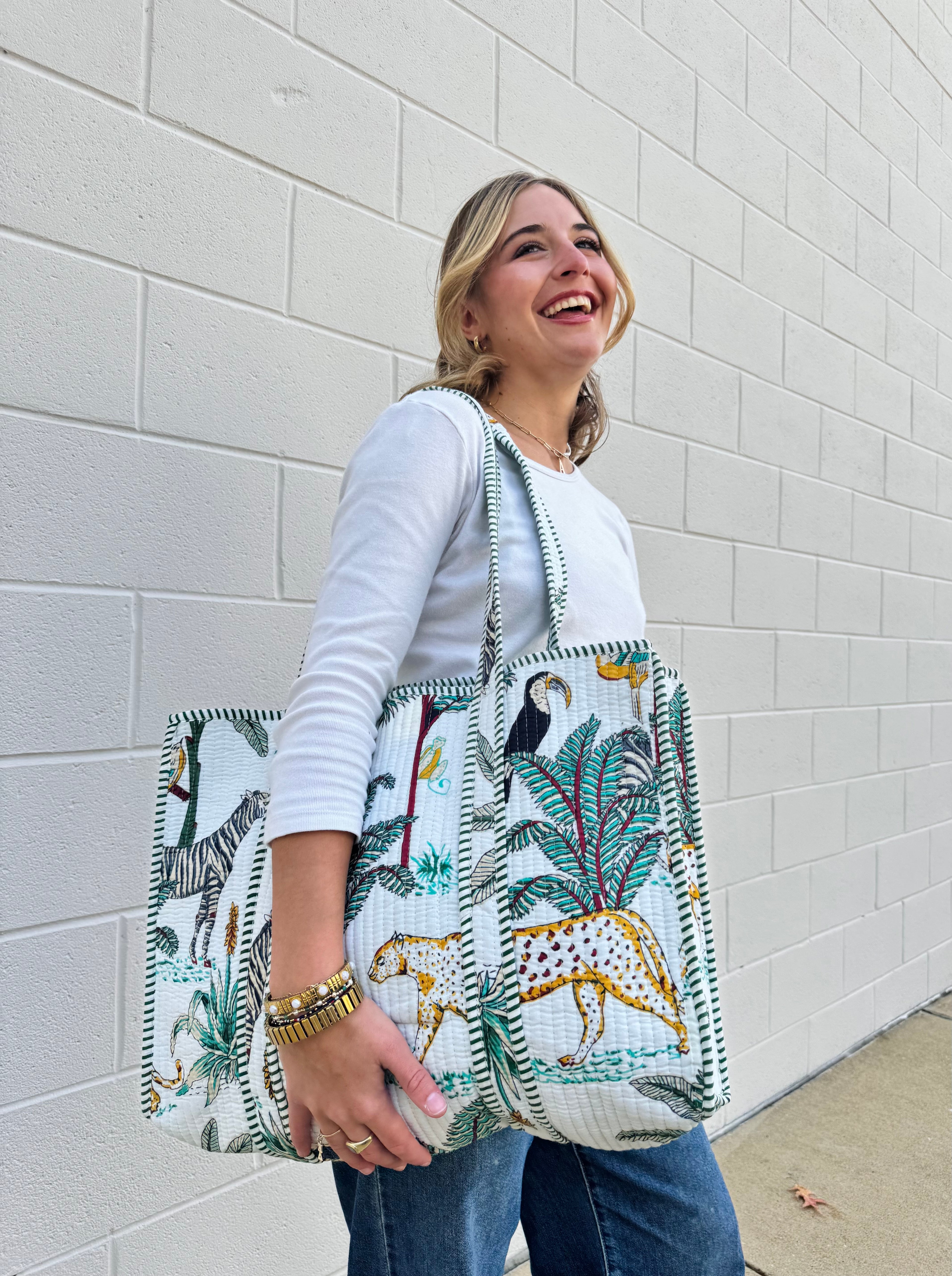 Jungle Quilted Reversible Tote Bag | Three Camels X La Soul